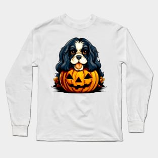 Cavalier King Charles Spaniel Dog inside Pumpkin #2 Long Sleeve T-Shirt